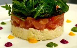 Organic Smoked Salmon Charlotte and Cauliflower Remoulade