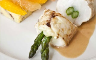 Cod Steaks with Green Asparagus and Citrus